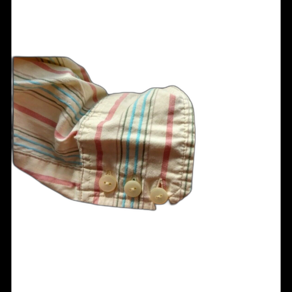 Talbots Shirt Yellow Stripe Long Sleeve Button Up Stretch Size M Casual Career - Picture 3 of 5